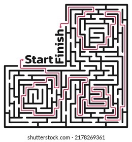 Maze. Labyrinth or puzzle game. Find the right way or solution. Vector illustration.