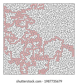 Maze, labyrinth puzzle game. Riddle, brain-teaser game concept (solvable)
