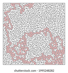 Maze, labyrinth puzzle game. Riddle, brain-teaser game concept (solvable)