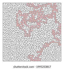 Maze, labyrinth puzzle game. Riddle, brain-teaser game concept (solvable)