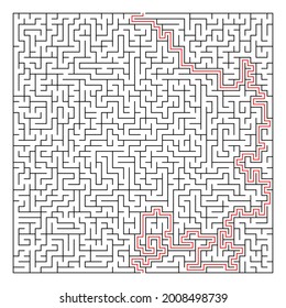 Maze, labyrinth puzzle game. Riddle, brain-teaser game concept (solvable)