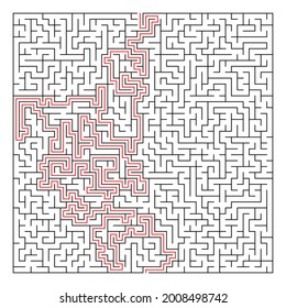 Maze, labyrinth puzzle game. Riddle, brain-teaser game concept (solvable)