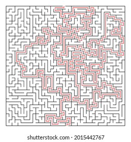 Maze, juego de rompecabezas laberíntico. Riddle, concepto de juego cerebro-teaser (soluble)