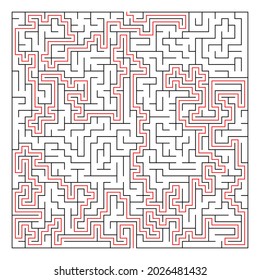Maze, labyrinth puzzle game. Riddle, brain-teaser game concept (solvable)