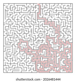 Maze, labyrinth puzzle game. Riddle, brain-teaser game concept (solvable)