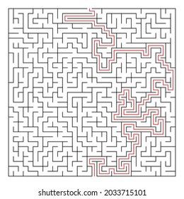 Maze, labyrinth puzzle game. Riddle, brain-teaser game concept (solvable)