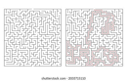 Maze, labyrinth puzzle game. Riddle, brain-teaser game concept (solvable)