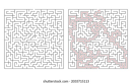 Maze, labyrinth puzzle game. Riddle, brain-teaser game concept (solvable)
