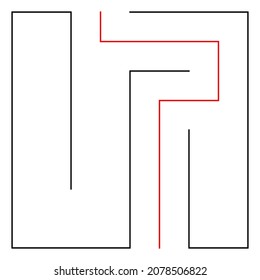 Maze, labyrinth puzzle game. Riddle, brain-teaser game concept (solvable)