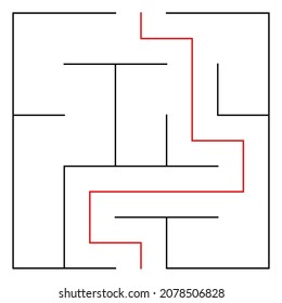 Maze, labyrinth Puzzle-Spiel. Geißel, Hirnhautenteaser-Konzept (lösbar)
