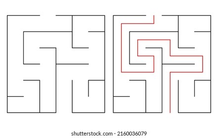 Maze, labyrinth puzzle game. Riddle, brain-teaser game concept (solvable)