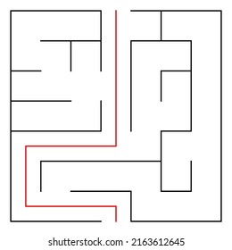 Maze, labyrinth puzzle game. Riddle, brain-teaser game concept (solvable)