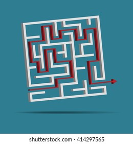 maze, labyrinth solution concept. vector illustration