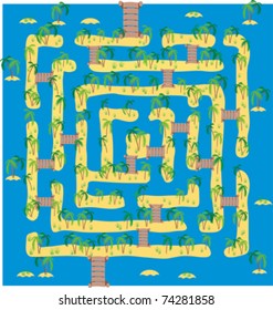 Maze or labyrinth as tropical islands in blue sea