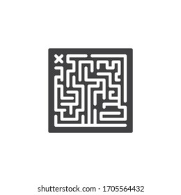 Maze Labyrinth vector icon. filled flat sign for mobile concept and web design. Labyrinth board game glyph icon. Symbol, logo illustration. Vector graphics