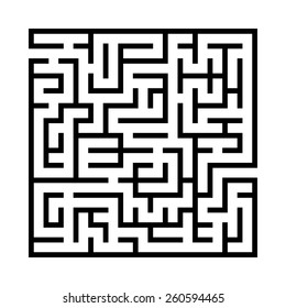 Maze labyrinth. Vector illustration of simple labyrinth with some wrong ways and one exit  