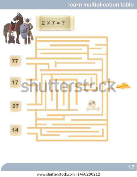Maze Learn Multiplication Table Labyrinth Viking Stock Vector (Royalty ...