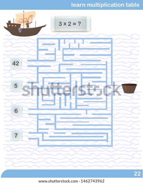 Maze Learn Multiplication Table Labyrinth Viking 스톡 벡터(로열티 프리) 1462743962