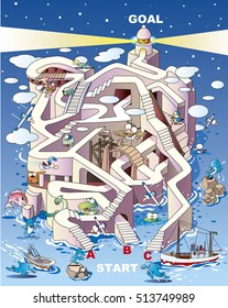 Maze of lighthouse with animals