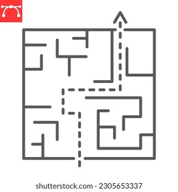 Maze line icon, solution and business , labyrinth vector icon, vector graphics, editable stroke outline sign, eps 10.