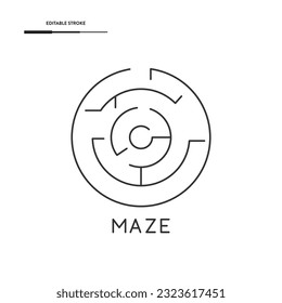 Diseño de vectores de iconos de línea de Maze.