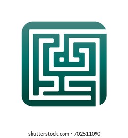 maze lines within a square, icon design, isolated on white background.