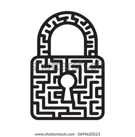 Maze Lock Password Security Line Icon