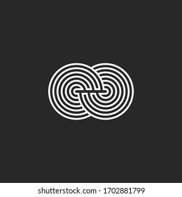 Maze logo design element, infinity  symbol linear circles geometric shape, infinite balance emblem lines art