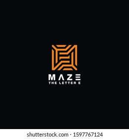 maze logo design letter e vector template