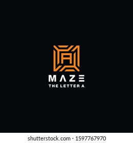 maze logo design letter a vector template