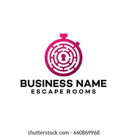 Maze Logo Template , Escape Rooms Logo Template Designs Vector Illustration