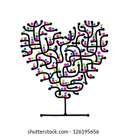 Maze of love, heart shape tree for your design