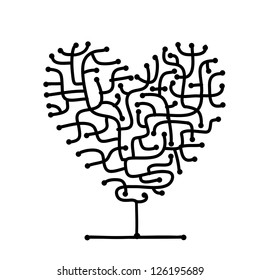 Maze of love, heart shape tree for your design