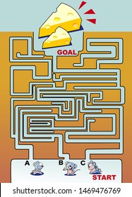 Maze von Mäusen auf der Suche nach Käse