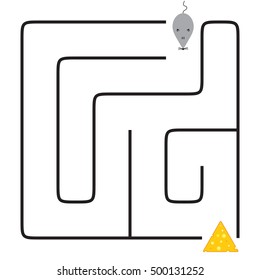 maze with mouse and cheese on the white background