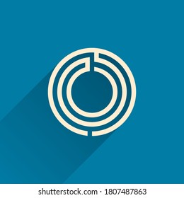 Maze O letter logo made of three parallel lines. Flat vector design can be used for jigsaw ads, right choice poster, tech identity, etc.
