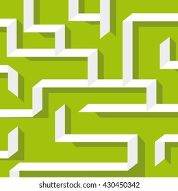 Maze on green background. Flat design.
