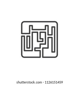 Maze outline icon. linear style sign for mobile concept and web design. Labyrinth simple line vector icon. Symbol, logo illustration. Pixel perfect vector graphics