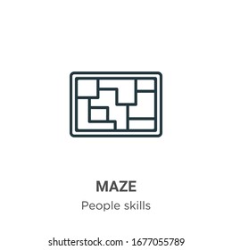 Maze Outline Vector Icon. Thin Line Black Maze Icon, Flat Vector Simple Element Illustration From Editable People Skills Concept Isolated Stroke On White Background