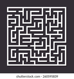 Maze paper labyrinth. Vector illustration of simple labyrinth with some wrong ways and one exit  