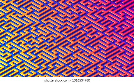 Maze pattern abstract background with vibrant colorful labyrinth for mobile lock screen, poster or wallpaper
