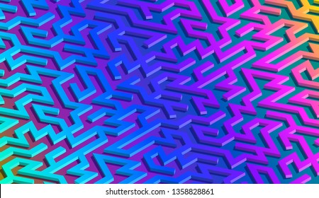 Maze pattern abstract background with vibrant colorful labyrinth for mobile lock screen, poster or wallpaper