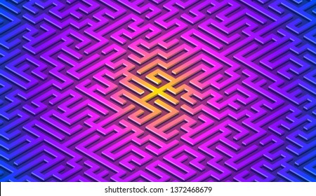 Maze pattern abstract background with vibrant colorful labyrinth for mobile lock screen, poster or wallpaper
