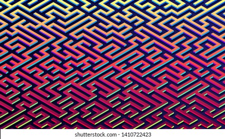 Maze pattern abstract background with vibrant colorful labyrinth for mobile lock screen, poster or wallpaper