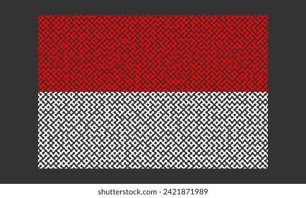 Maze pattern Indonesian flag on the black background for backdrop decoration 