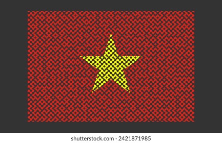 Maze-Muster Vietnam-Flagge auf schwarzem Hintergrund für die Dekoration 