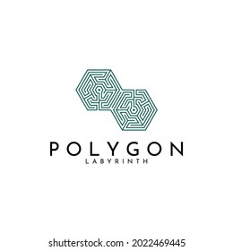 Maze polygon logo vector. Simple, minimal and modern.