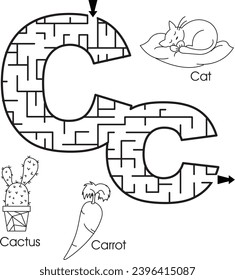 Rompecabezas de Maze: ABC para los niños (letra C)