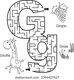 Maze puzzle : ABC for kids (letter G)