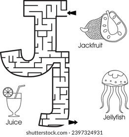 Maze puzzle : ABC for kids (letter J )